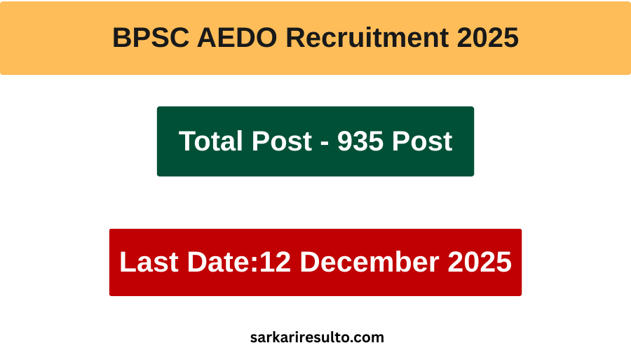 BPSC AEDO Recruitment Sarkari Result 2025