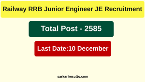 Railway RRB Junior Engineer JE Recruitment 2025