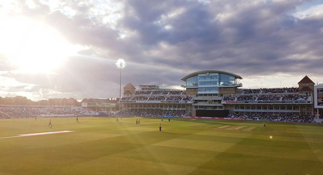 Cricket match in a stadium during play